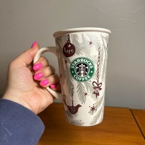 Starbucks 2010 Ceramic Large Coffee Tea Mug Ornament Christmas Holiday 19oz